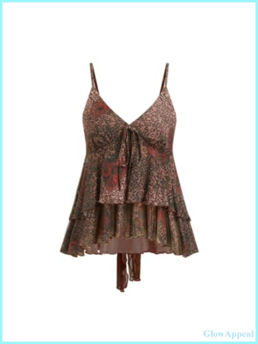 Mesh Lace Asymmetrical Hem Tank Top | Spaghetti Strap Ruffle Hem Cowgirl Top